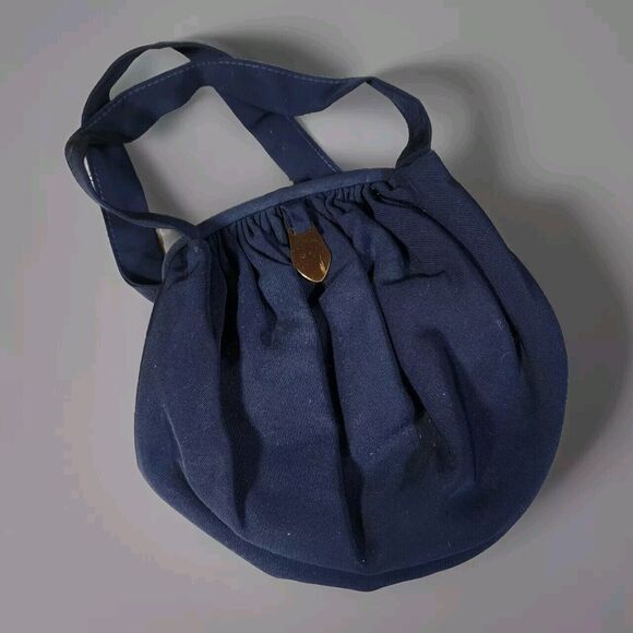 Vintage JR USA Julius Resnick Silk Blend Faille Navy Handbag Matching Coin Purse - Picture 3 of 16